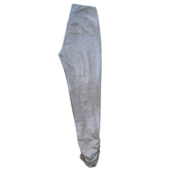{EUC Soft Surroundings Metallic Gold Splatter High Waist Grey Legging Ruched XS} - Picture 5 of 12